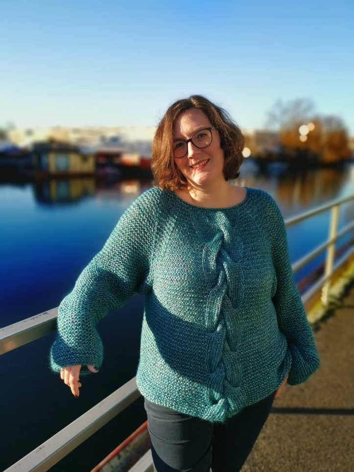 Gestrickter Zopfmusterpulli Lana Grossa Mia (8)